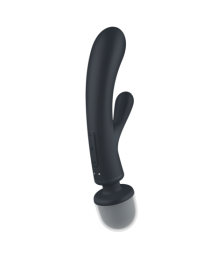 2 en 1 Vibromasseur rabbit et wand noir USB Triple Lover Satisfyer - CC597825
